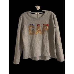GAP KIDS  Sweatshirt Girls Size XXL Gray Flip Sequin Logo COTTON POLY